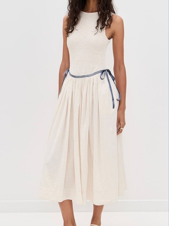 Free People Dresses & Skirts - Free People Nightingale Solid Midi Dress – Tea Navy Combo – Small